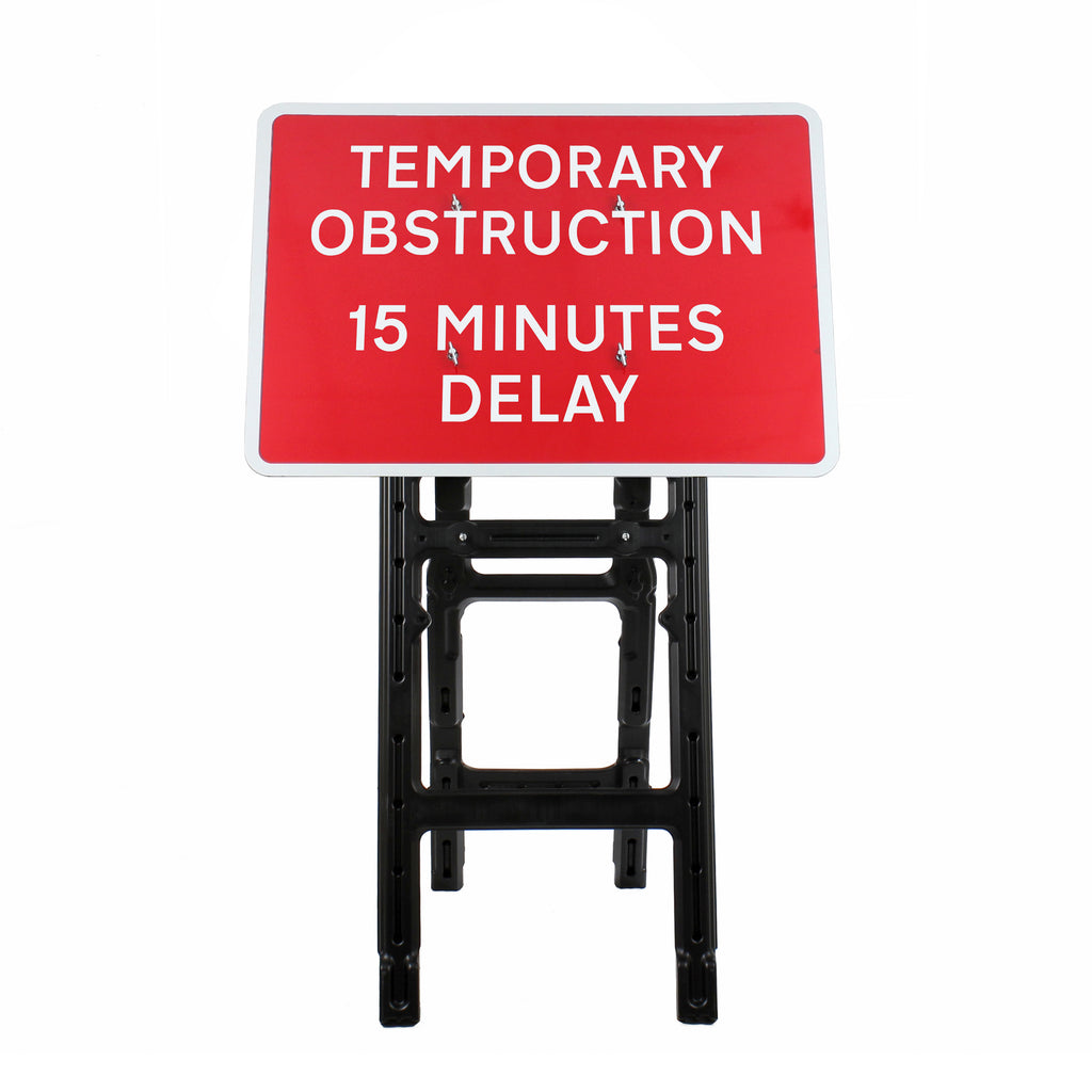 Temporary Obstruction 15 Minutes Delay Quick Fit Sign 1050x750mm RA1 (Face Only)