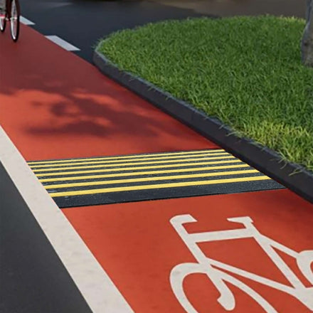 TOPSTOP Rubber Bike Speed Reduction Ramp - Black/Yellow