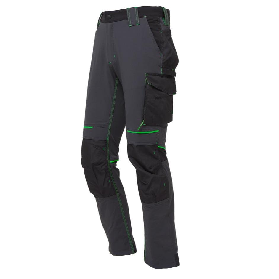 U-Power Atom Slim Fit Stretch Work Trousers Asphalt Grey / Green