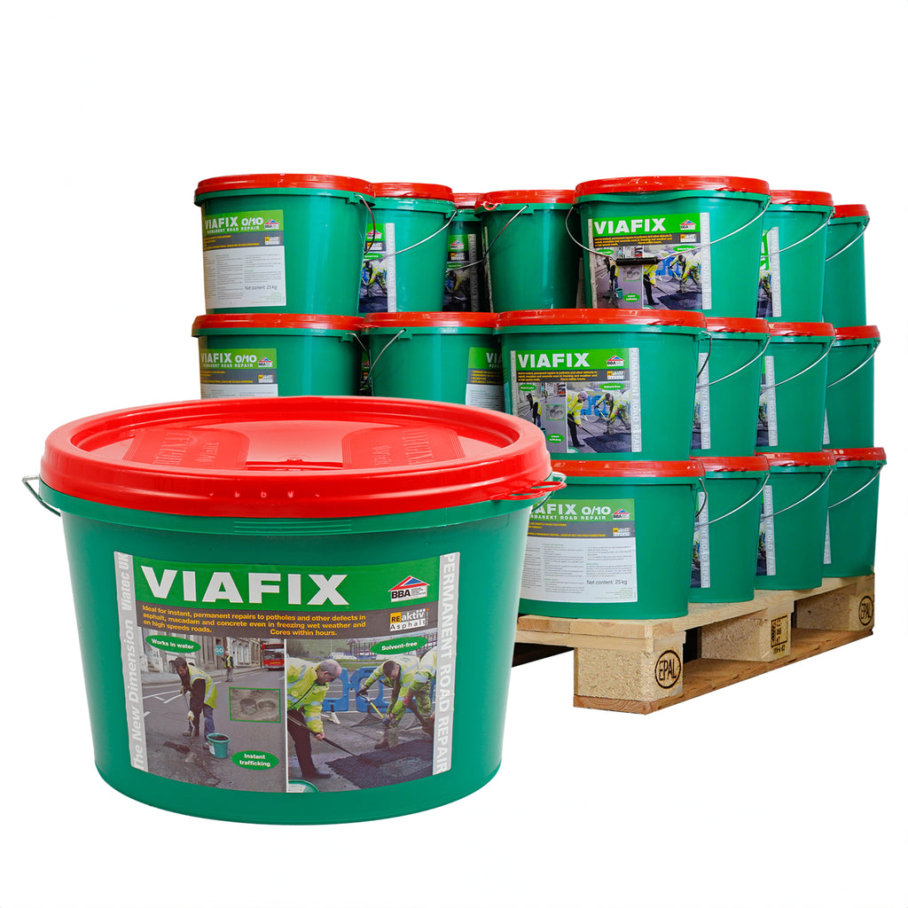 Instant Pothole Repair - Roads & Driveways - 25Kg - 10mm Viafix (40 Bags / Tub)