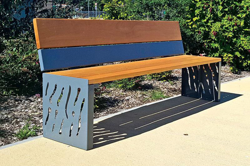 Steel and Wood Personalised Bench With Wooden And Steel Backrest