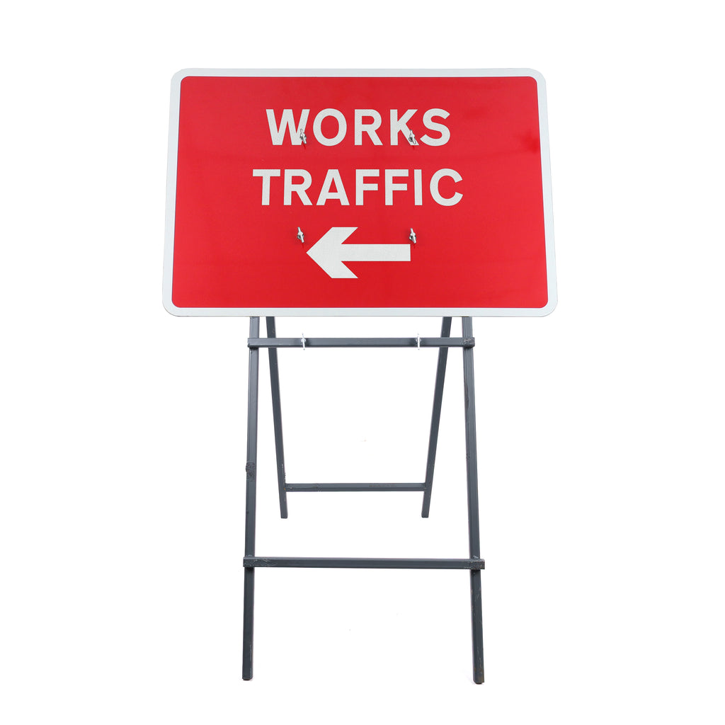 Works Traffic Arrow Left Dia 7303 | Quick Fit Sign (Face Only) | 1050x750mm