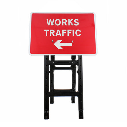 Works Traffic Arrow Left Dia 7303 | Quick Fit Sign (Face Only) | 1050x750mm