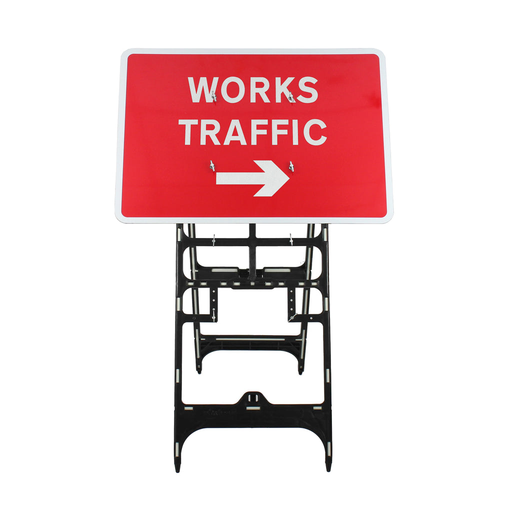 Works Traffic Arrow Right Dia 7303 | Quick Fit Sign (Face Only) | 1050x750mm