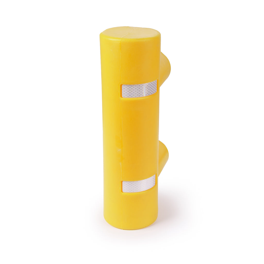 Yellow Plastic Pedestrian Friendly Scroll Armco Barrier End Cap Inc. Reflectors