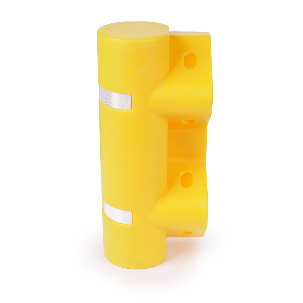 Yellow Plastic Pedestrian Friendly Scroll Armco Barrier End Cap Inc. Reflectors