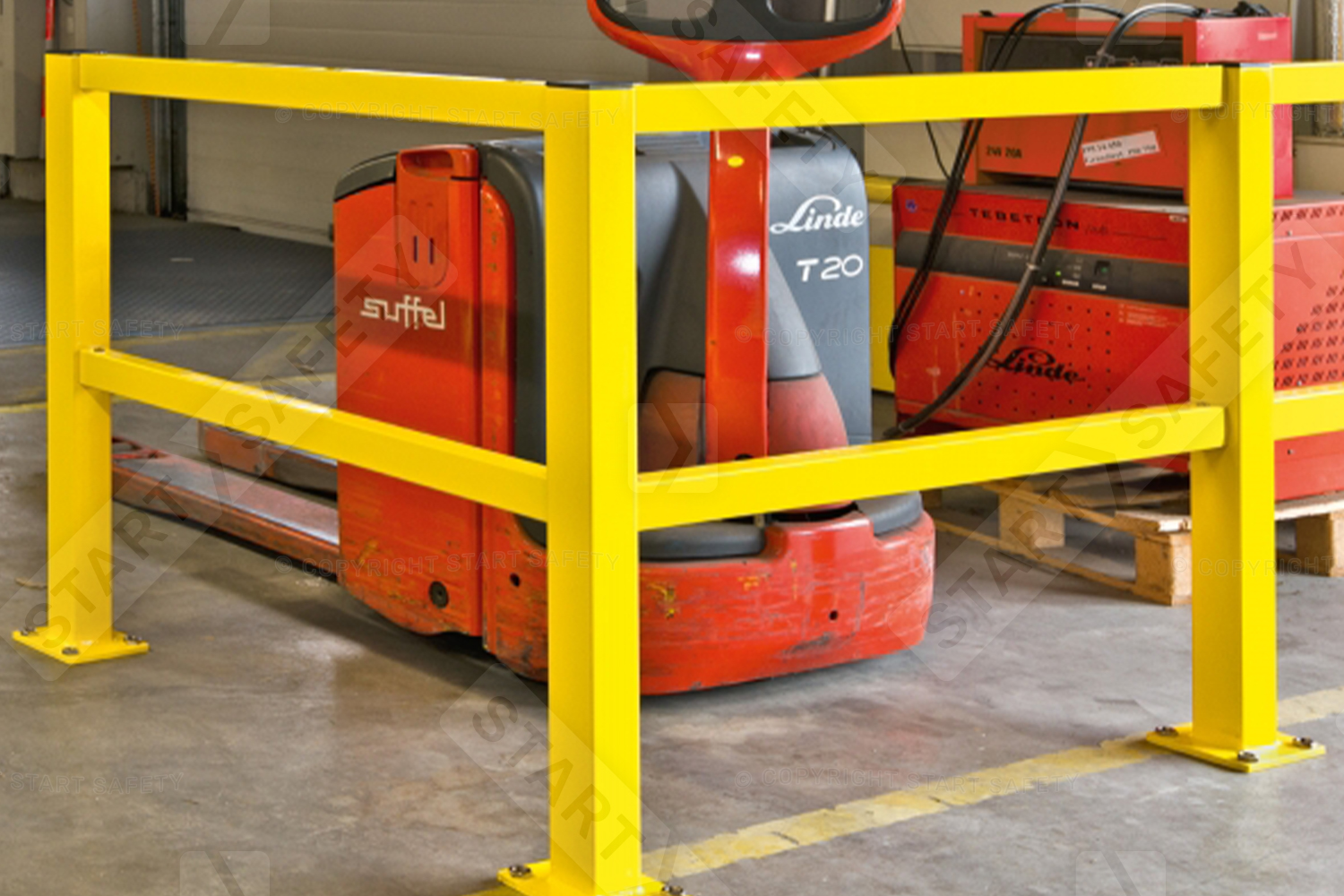 MD Guard Rail System Protecting Forklift Charging Area