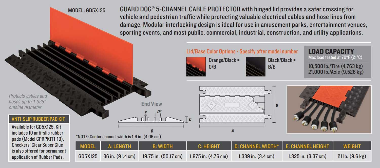 GD5X125 Channel Guard Dog Cable Protector Ramp In Stock