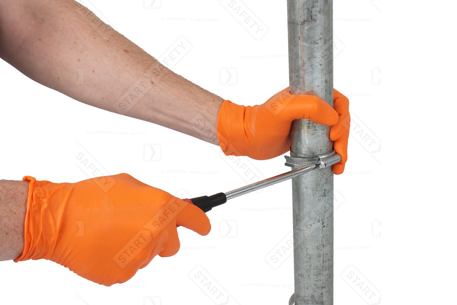 SW Orange Gripper Disposable Gloves In Use