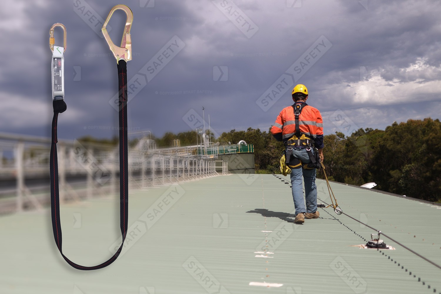 2m Spartan Fall Arrest Lanyard With Scaffolding Hook For Working At Height