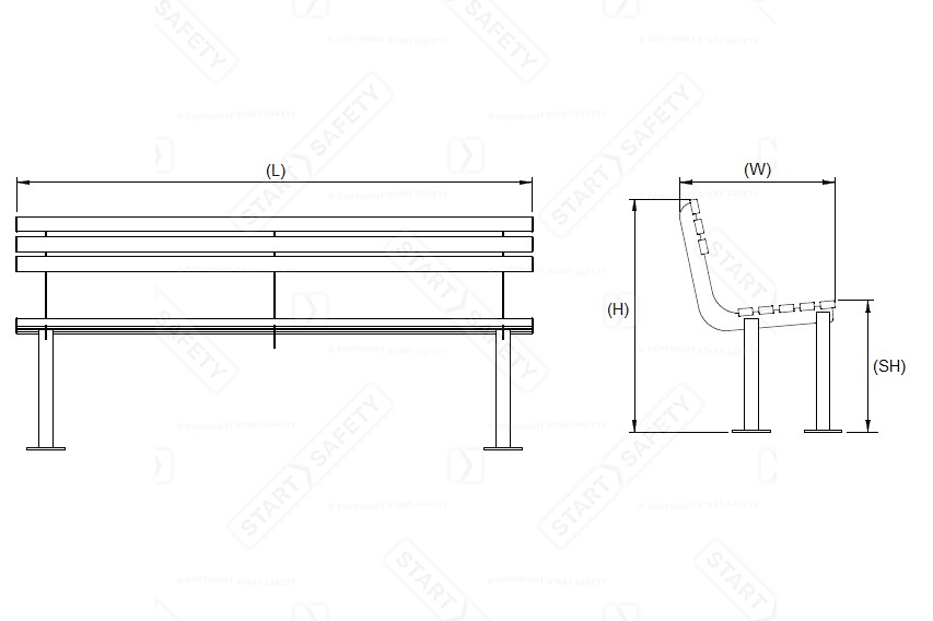 Autopa Haddon Bench With Backrest Diagram