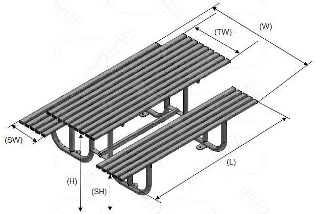 Autopa Haddon Picnic Bench Dimensions Diagram