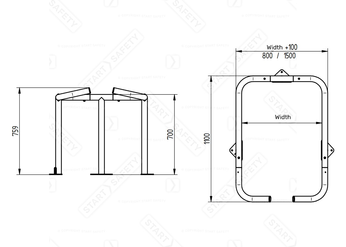 Procity Galvanised Steel Wheelie Bin Enclosure Dimensions Diagram Specification Spec Sheet