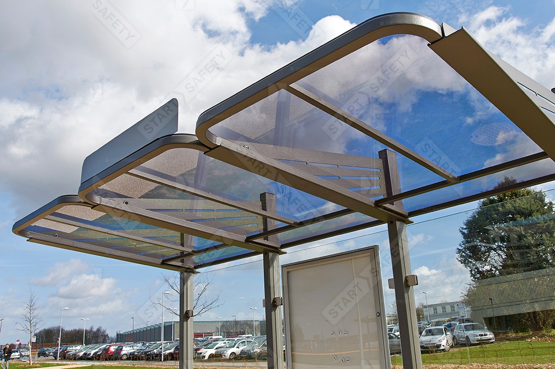Procity Kube Leaning Perch bench Installed Inside Bus Shelter In Urban City Centre