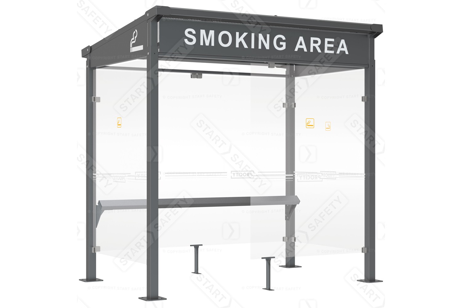 Integrated Perch Bench Inside Smoking Shelter