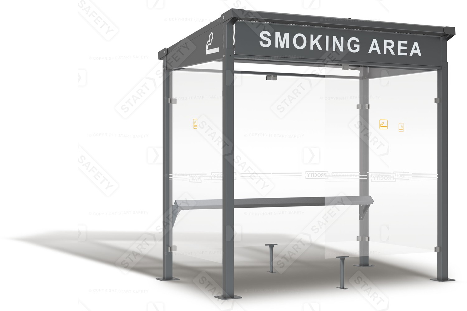 Procity Milan Smoking Shelter With Lettering On Installed Front Single Wind Protector