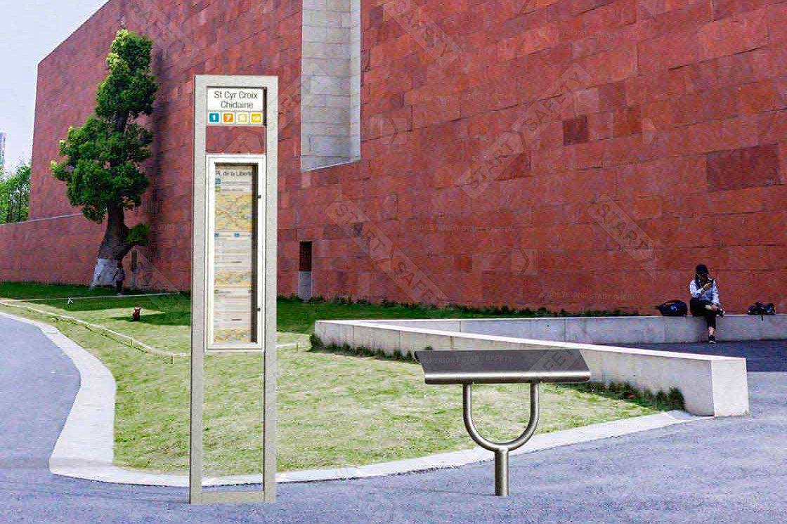 Procity Milan Bus Stop Sign With Oslo Perch Bench Bus Shelter Accessories
