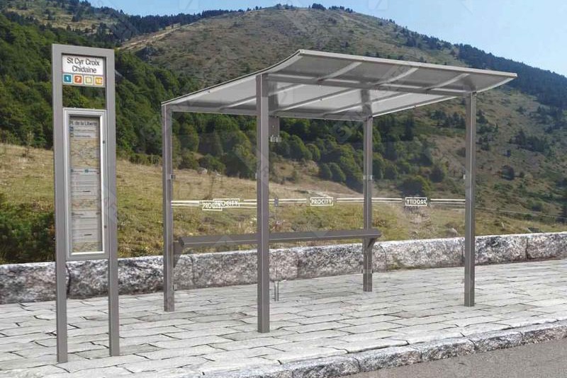 Procity Modulo Bus Shelter Intalled With Milan Name Sign Rurally