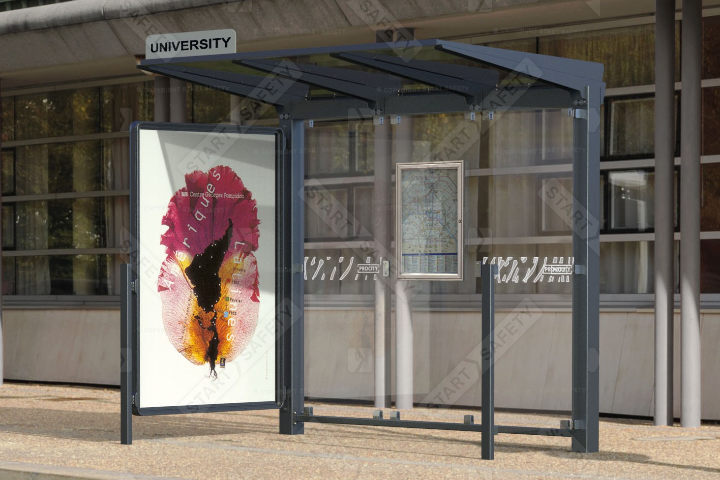 Procity Venice Bus Shelter With Lighted Adverting Box Installed Near University