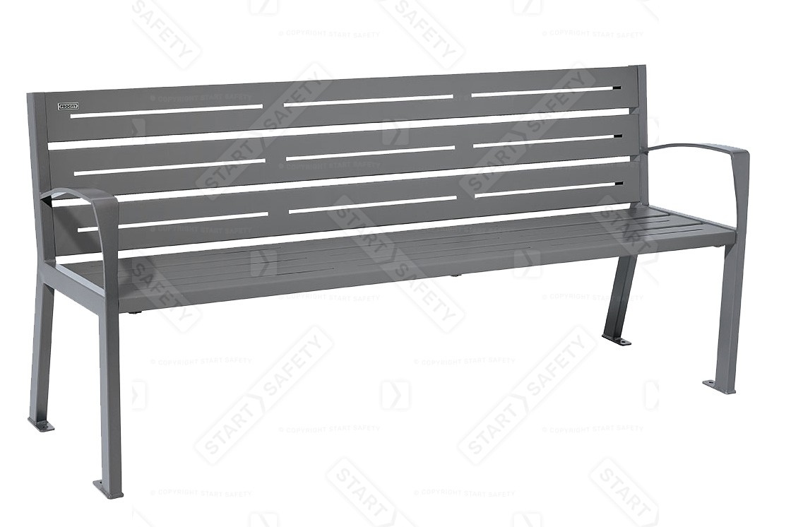 Procity Silaos All Steel Bench 6 Slats and Armrests