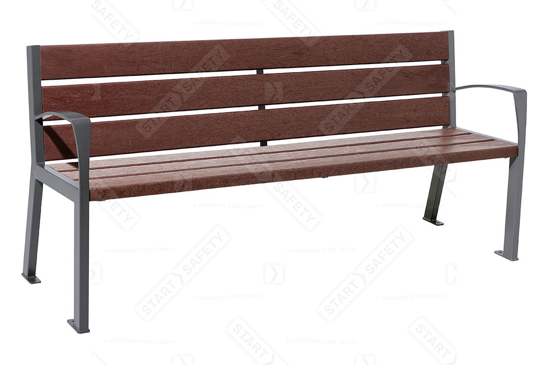 Procity Silaos Steel And Recycled Plastic Bench With 6 Slats and Steel Armrests