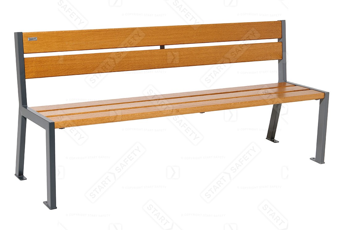 Procity Silaos Steel and Wood 5 Slat Bench Without Armrests