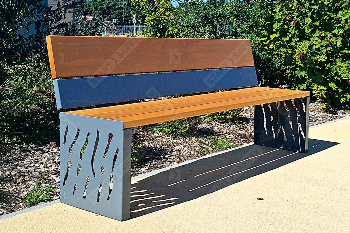 Procity Venice Steel And Wood Backed Seat Bench Installed Outdoors