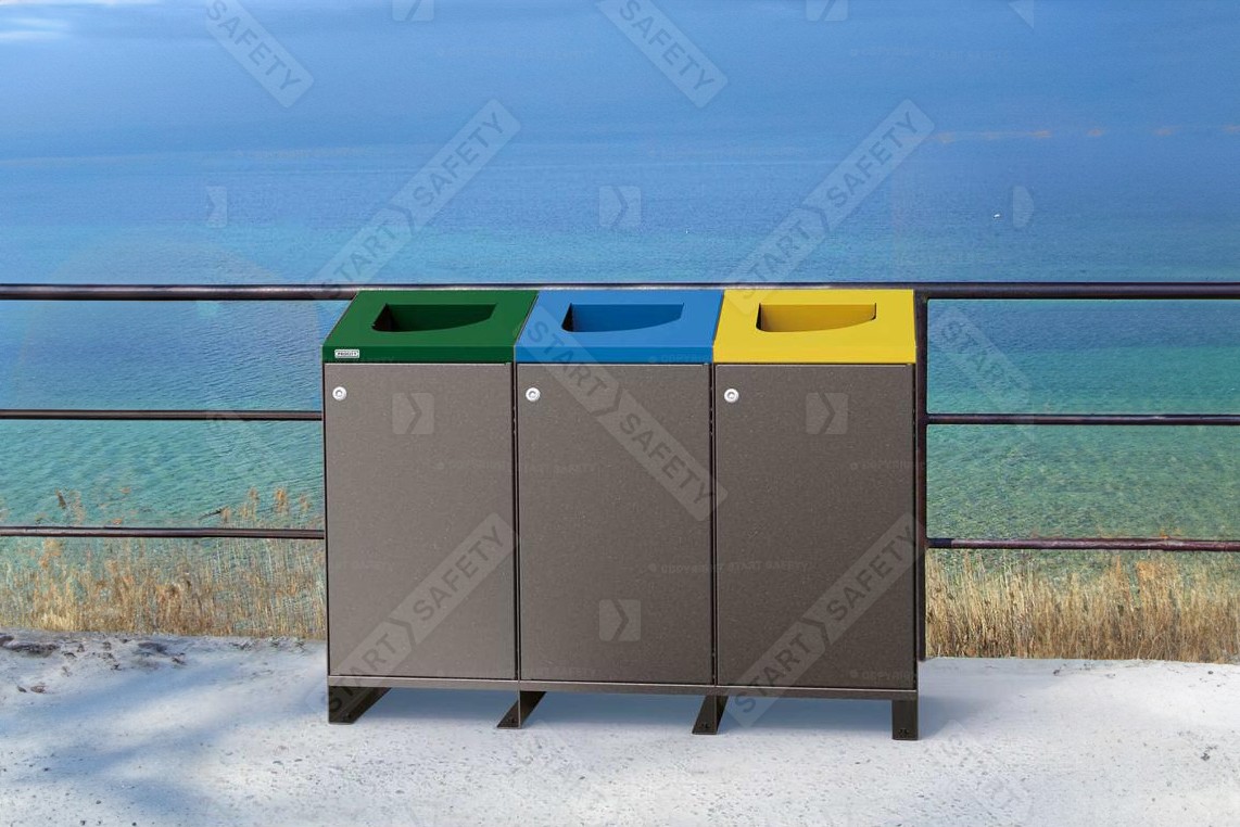 Procity Berlin Selective Sort Recycling Bin Kit With 3 Bins installed In Coastal Area