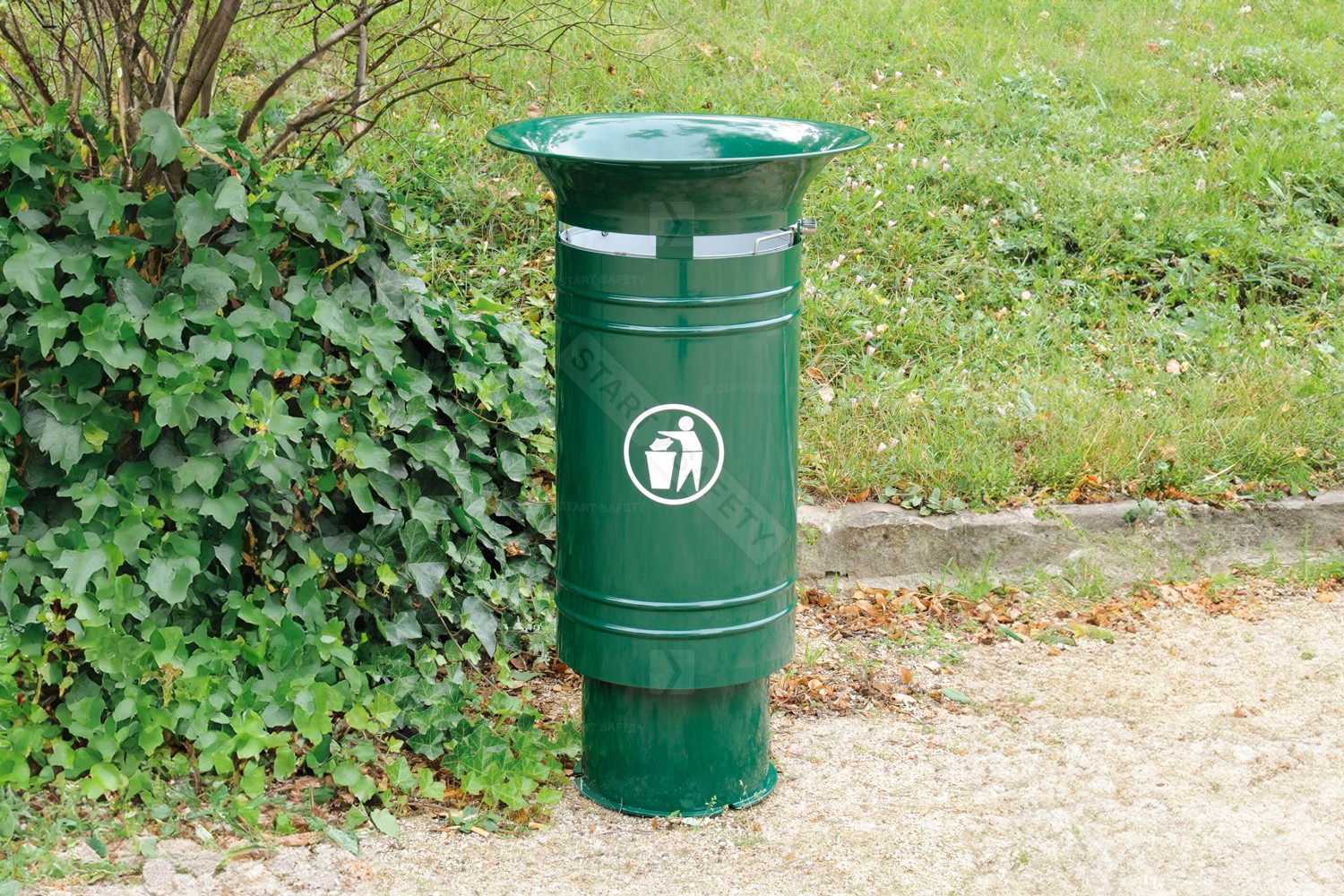 Procity Cergy Litter Bin With Flared Top Installed In Park