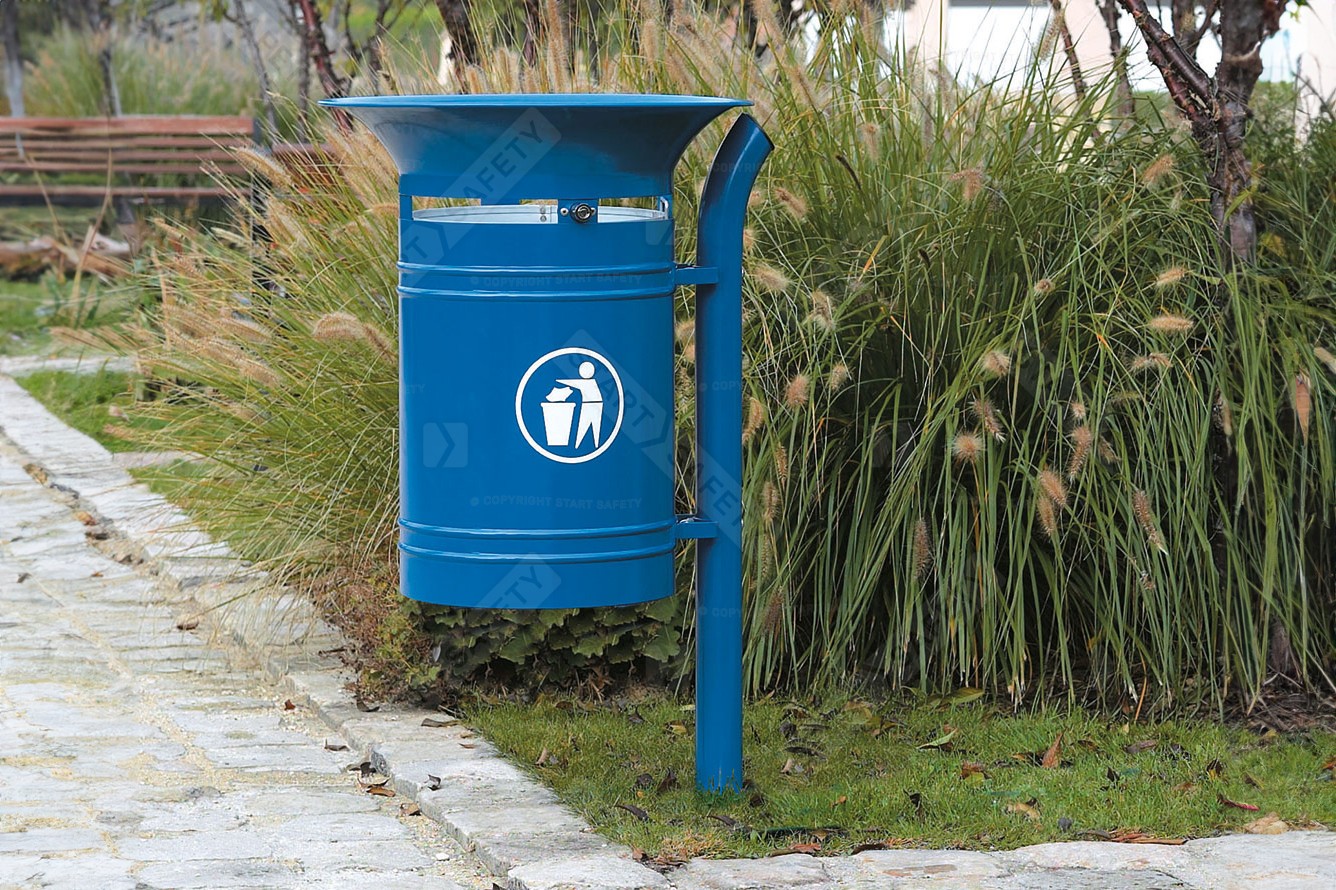 Procity Valencia Flared Top Litter Bin on Side Mounted Post Installed In Park