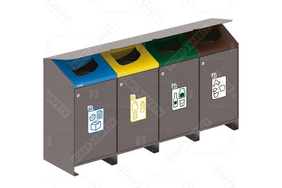 Signage Label Decal Set for Recycling Bins Installed On Procity Berlin Selective Sort Recycling Bins