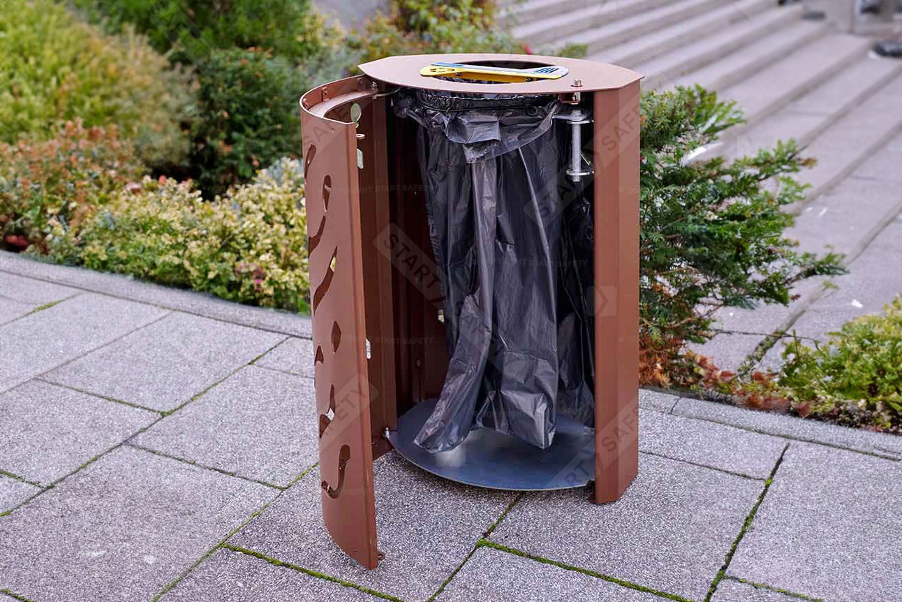 Procity Venice Oval Selective Sort Recycling Bin With No Cover Installed Outdoors Open Inside
