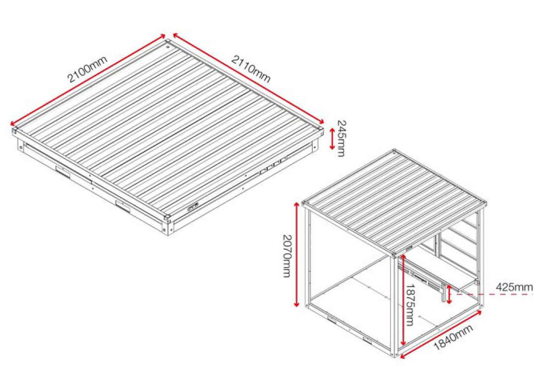 Armorgard Forma-Shelta Smoking Shelter Dimensions Diagram Specifications Spec Sheet