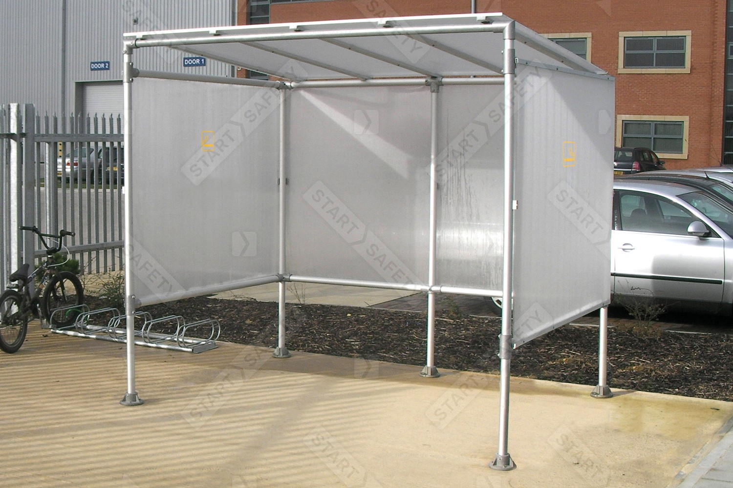 UK Compliant Procity Economy Smoking Shelter Installed In Car Park
