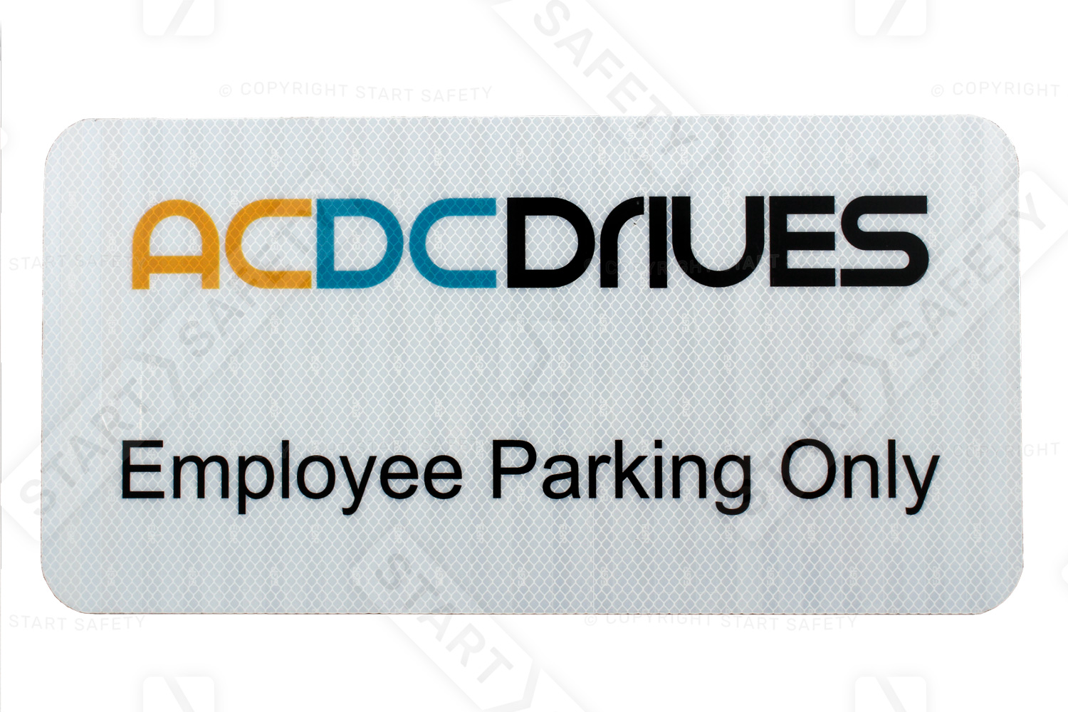 Example of custom printed reserved parking sign with a company logo