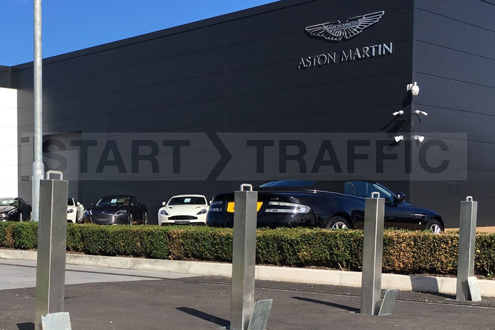 Security Bollards at Aston Martin Dealership