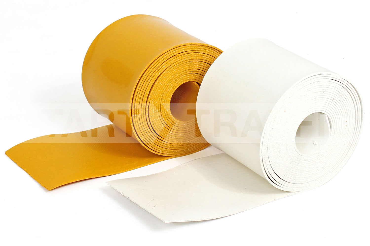 White and yellow rolls of thermoplastic lines