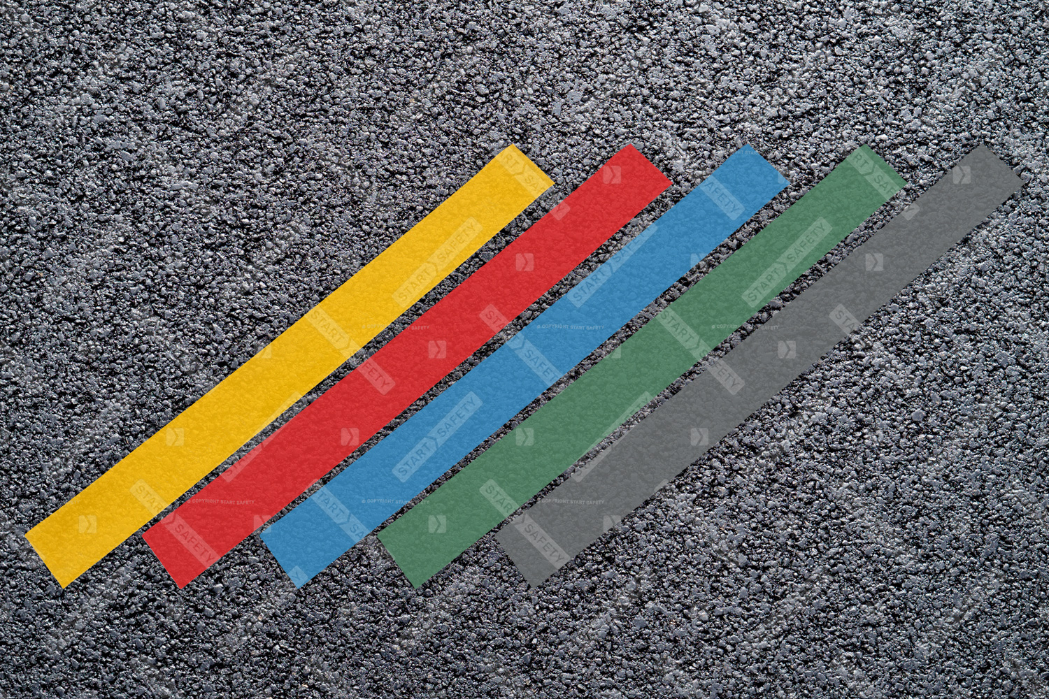 Thermoplastic lines in assorted colours