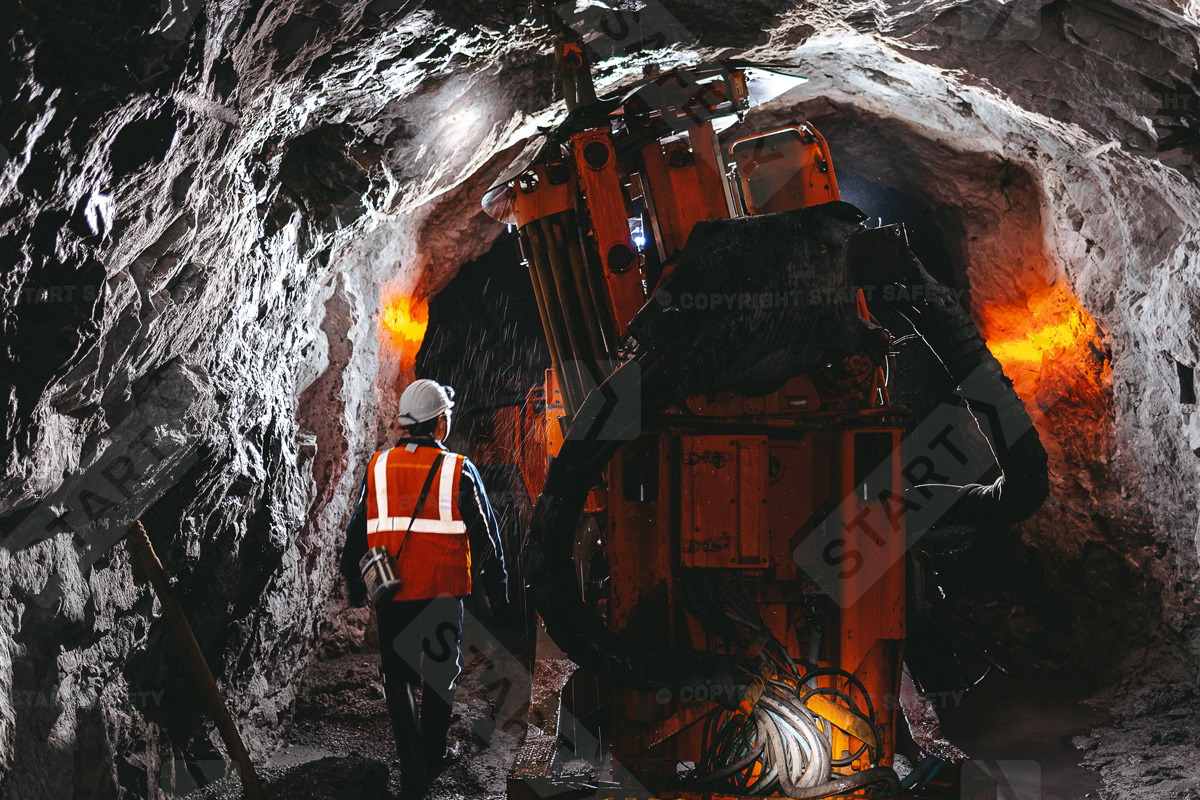 Mining Operative Wearing A Safety Helmet