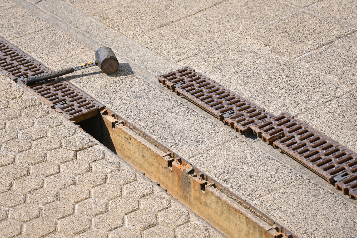 Drainage Channel With Grating Removed For maintenance Work