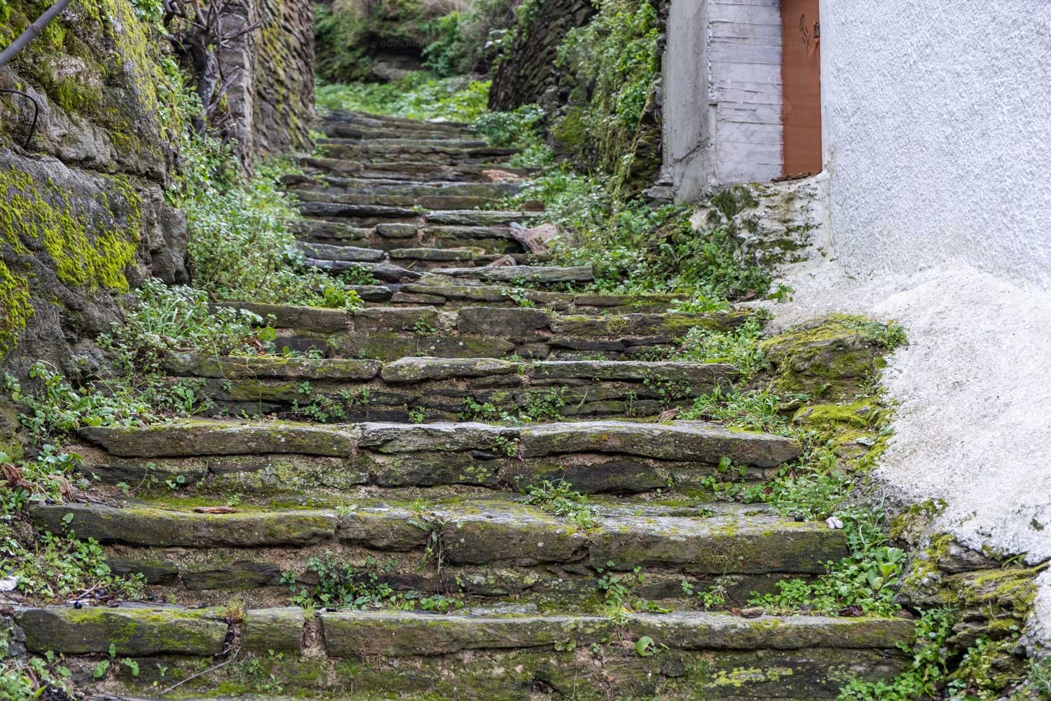 Steep Stone Stairs On Hillside
