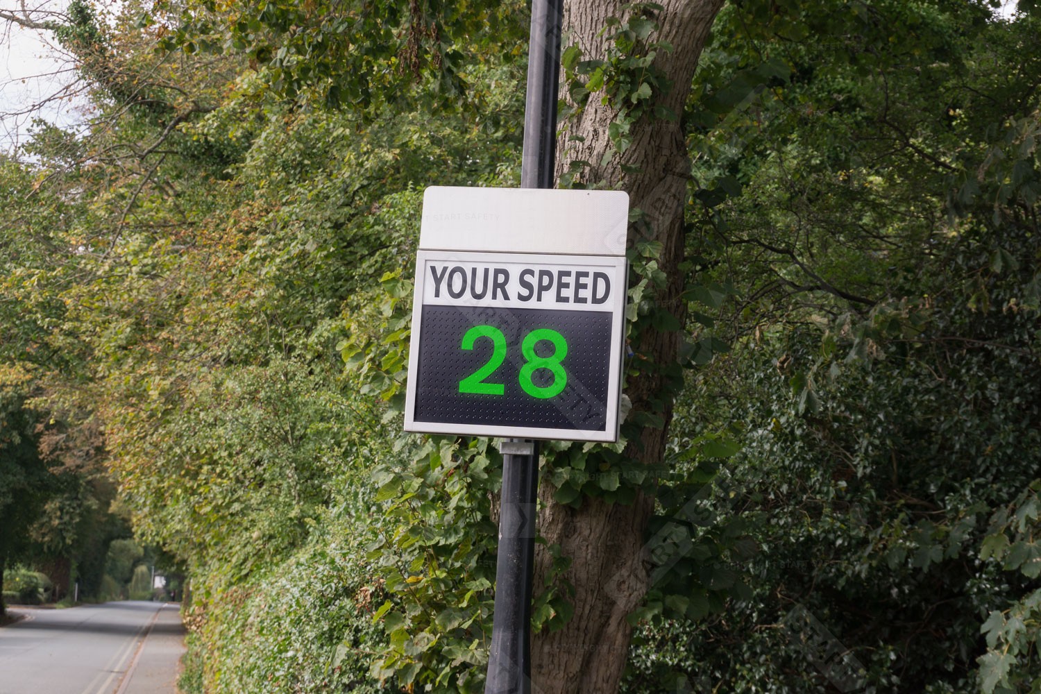 Radar Speed Sign Displaying 28mph To A Non-Speeding Motorist