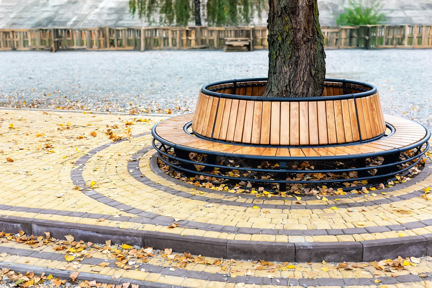 High Quality Durable Circular Tree Bench Positioned Around A Tree Base