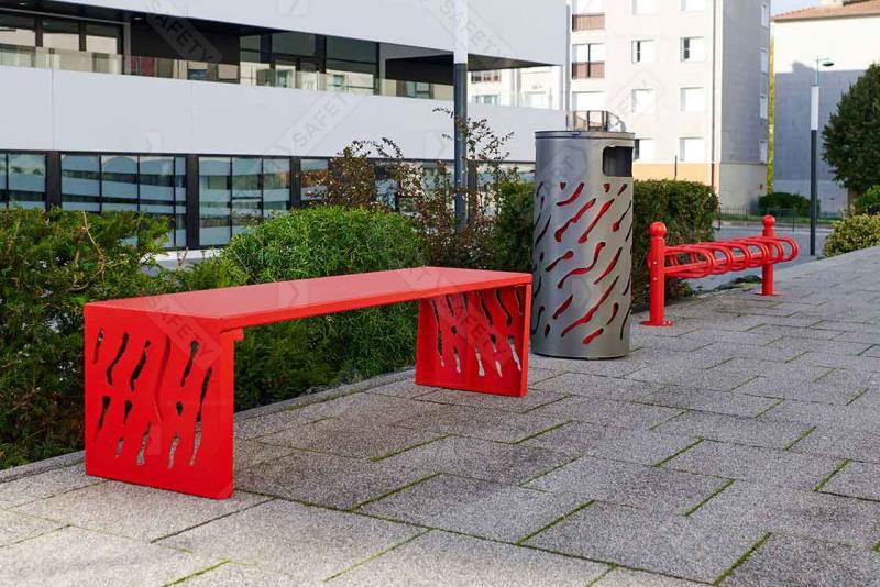 The Procity Venice Backless Bench With The Rest Of Its Collection On A Footpath