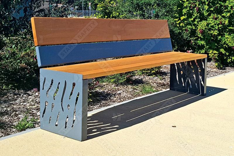 Wood and Steel Seat Bench