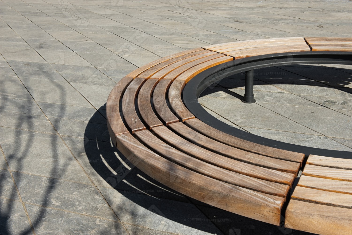 Wooden Circular Bench Close Up Modular Slats