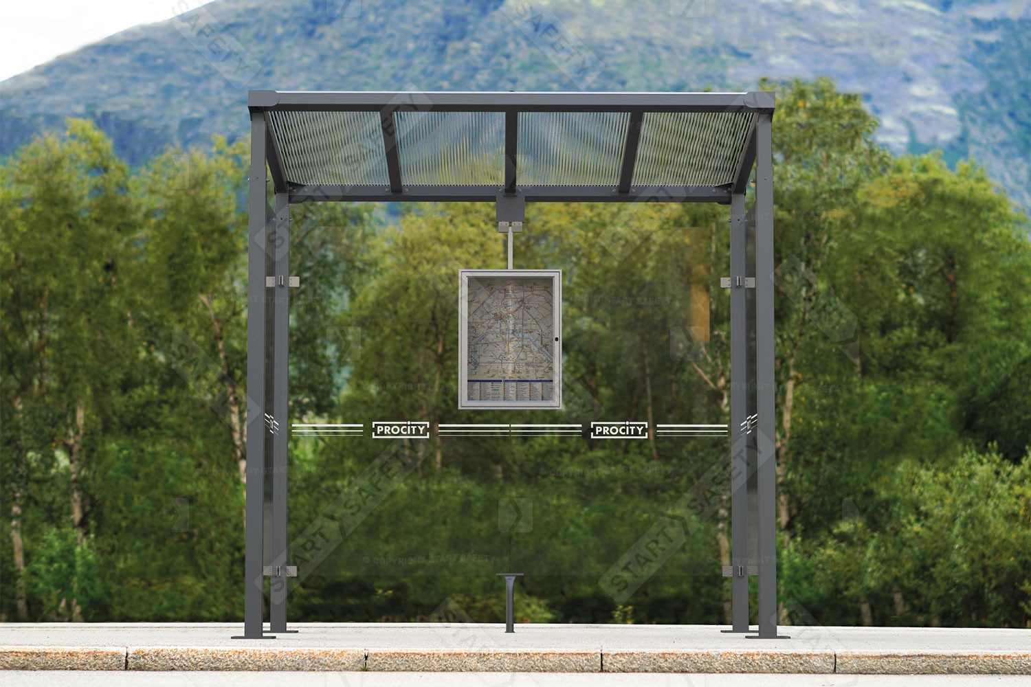Procity Milan Bus Shelter Installed At Base of Scenic Hill