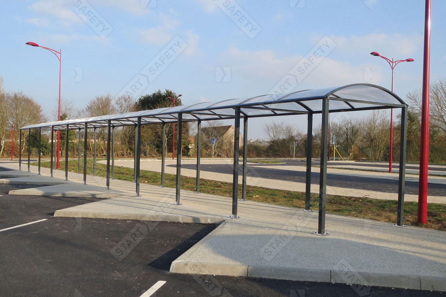 Modular Extended Walkway Cover Over Path in Car Park