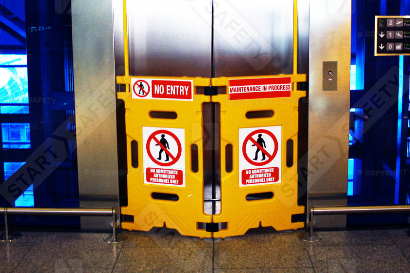 Elevator Gard Maintenance Barrier In Front Of A Lift Under Maintenance