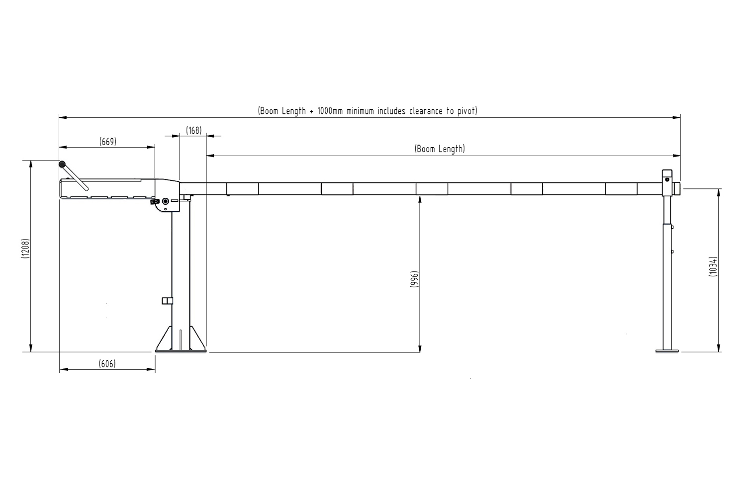 Manual Arm Barrier Dimensions